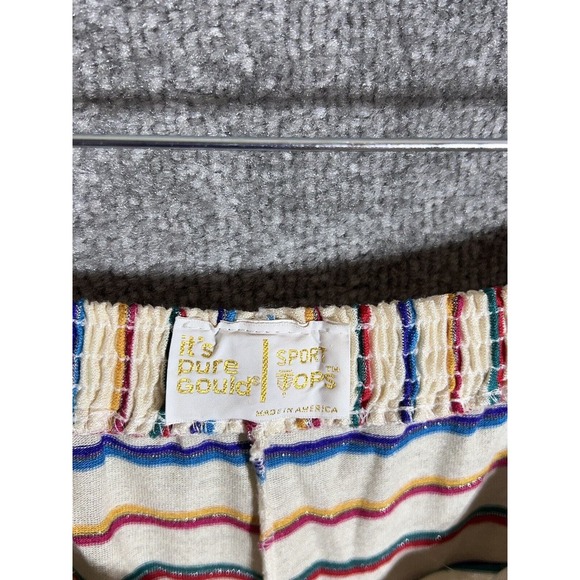Its Pure Gould Rainbow Striped Wide Leg Pull On Capri Pants Womens Sz Large USA - Picture 3 of 12